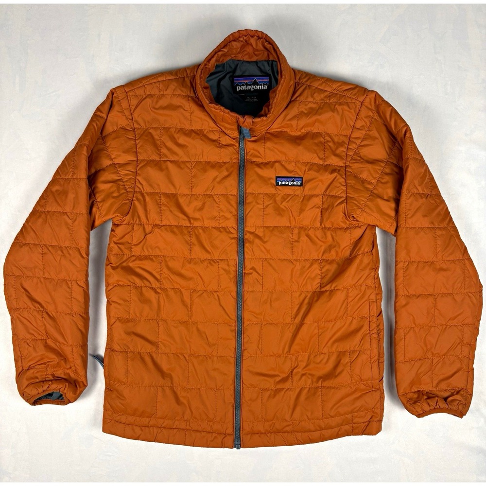 Patagonia Nano Puff Jacket Boys XL 14 Rust Orange Quilted Primaloft Full Zip